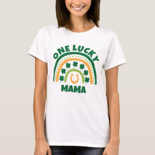 Custom boho rainbow One lucky mama T-Shirt