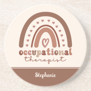 Custom Boho Rainbow OT Occupational Therapist Coaster