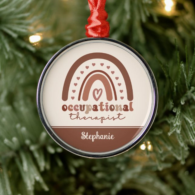 Custom Boho Rainbow OT Occupational Therapist Metal Tree Decoration (Tree)