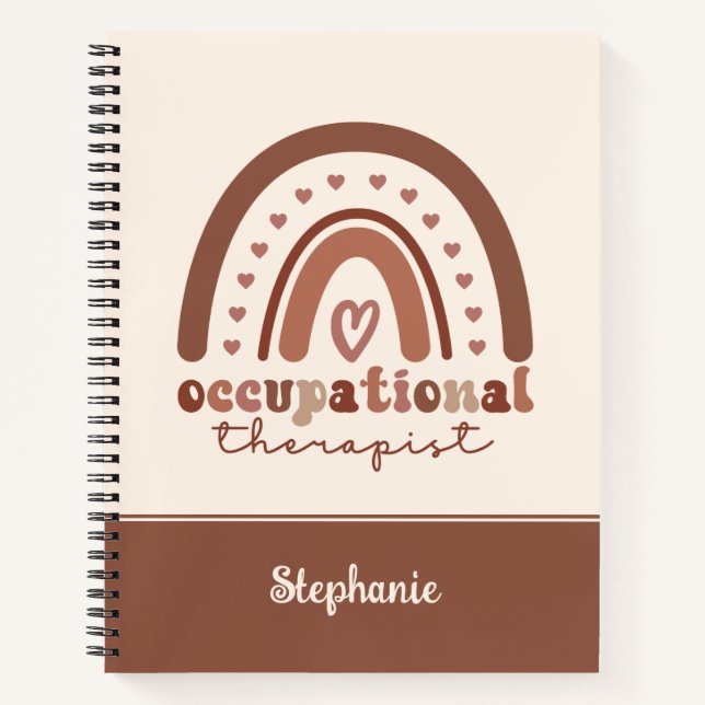 Custom Boho Rainbow OT Occupational Therapist Notebook (Front)