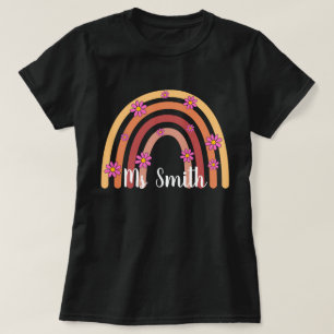 Custom Boho Rainbow Teacher , Personalised Teacher T-Shirt
