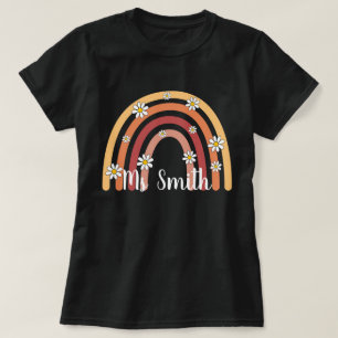 Custom Boho Rainbow Teacher , Personalised Teacher T-Shirt