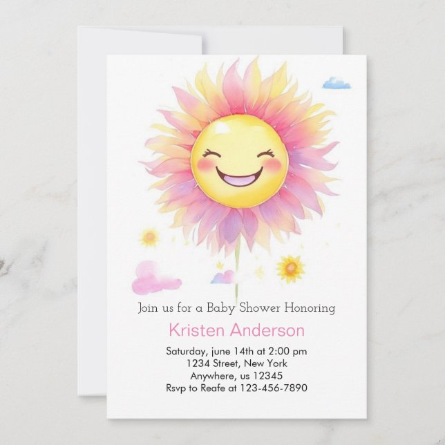 Custom Boho Sun Girl Baby Shower Invitation (Front)