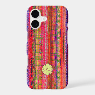 Custom Boho Vintage Red Violet Stripes -