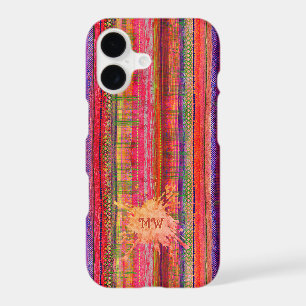 Custom Boho Vintage Red Violet Stripes -