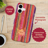 Custom Boho Vintage Red Violet Stripes -