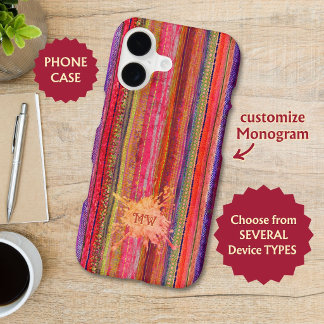 Custom Boho Vintage Red Violet Stripes -