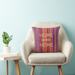 Custom Boho Vintage Red Violet Stripes - Cushion