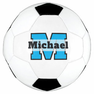 Custom Bold Blue Name Classic Soccer Player Foot Football