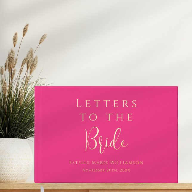 Custom Bold Fuchsia Hot Pink Letters to the Bride  Guest Book (Creator Uploaded)