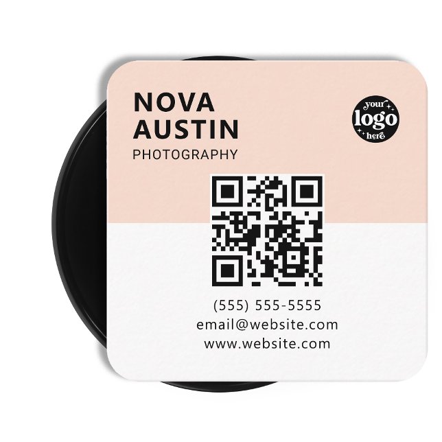 Custom Bold Minimal Company Logo Modern QR Code Square Business Card (Creator Uploaded)