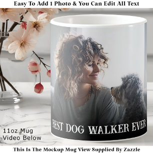 Custom Bold Personalised Dog Walker One Photo Coffee Mug