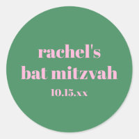 Custom Bold Pink Green Cute  Modern Bat Mitzvah