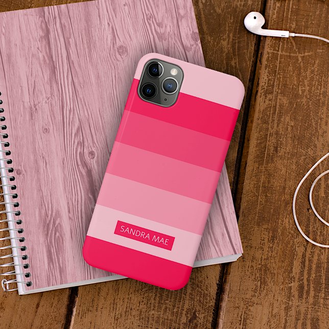 Custom Bold Summer Red Blush Pink Art Stripes iPhone Case (Creator Uploaded)