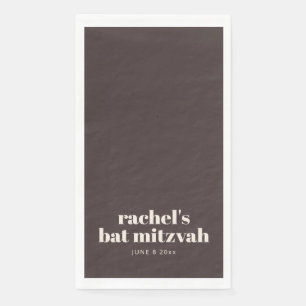 Custom Bold Typography Modern Brown Bat Mitzvah Napkin