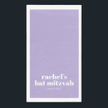 Custom Bold Typography Modern Lavender Bat Mitzvah Napkin<br><div class="desc">Custom Bold Typography in Lavender and White Modern Bat Mitzvah Paper Guest Towels</div>