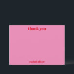 Custom Bold Typography Pink Red Modern Bat Mitzvah Thank You Card<br><div class="desc">Custom Bold Typography Bright Pink and Red Modern Bat Mitzvah Thank You Card</div>