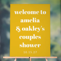 Custom Bold Yellow Couples Shower Modern Welcome