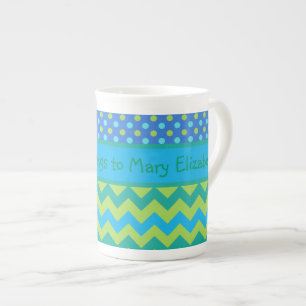 Custom Bone China Mug, Chevrons, Polka Dots Mug