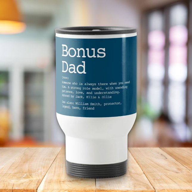 Custom Bonus Dad Stepdad Definition Blue Travel Mug (Creator Uploaded)