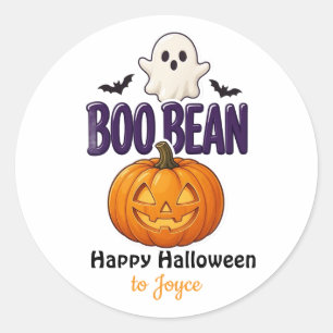 Custom Boo Bean Cute Halloween Typography Sticker