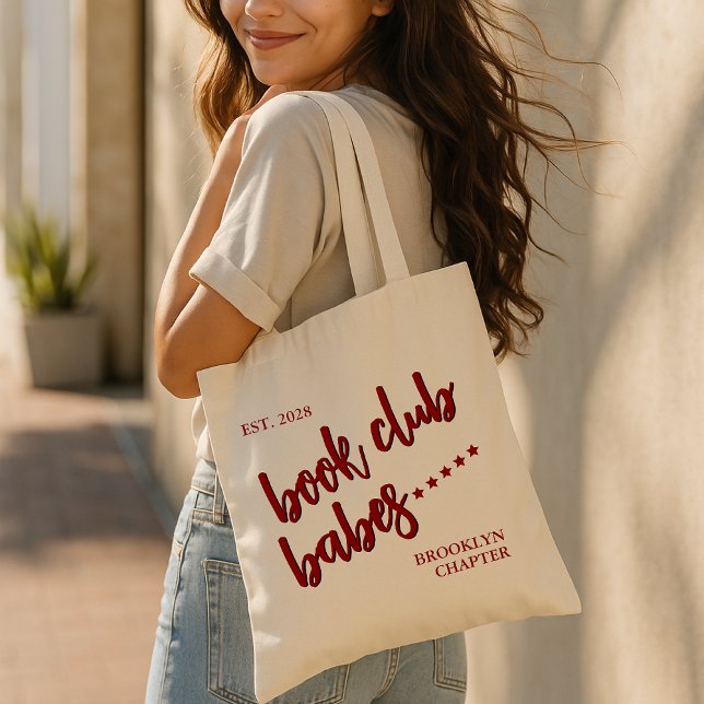 Custom Book Club Babes Tote Bag, Book Lovers Gift Bag (book club babes tote, custom library book bag, literacy girl tote, book lovers gift bag,)