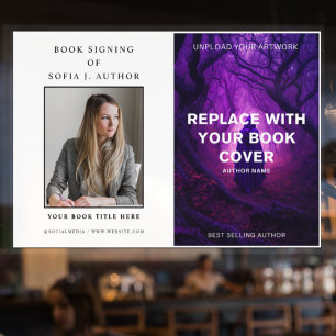 Custom Book Cover & Author Photo Promotion Signing Window Cling