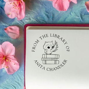 Custom Book   Cute Owl on Books  Self-inking Stamp