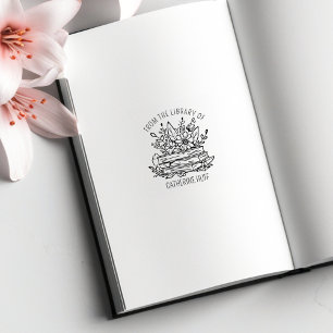 Custom Book Flowers From the Library Of Rubber Stamp