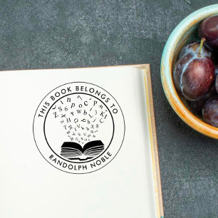 Custom Book From the Library Of Letters Rubber Stamp