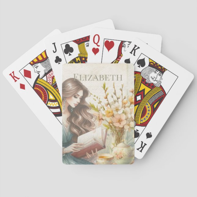 Custom Book Girl Personalised  Playing Cards (Back)