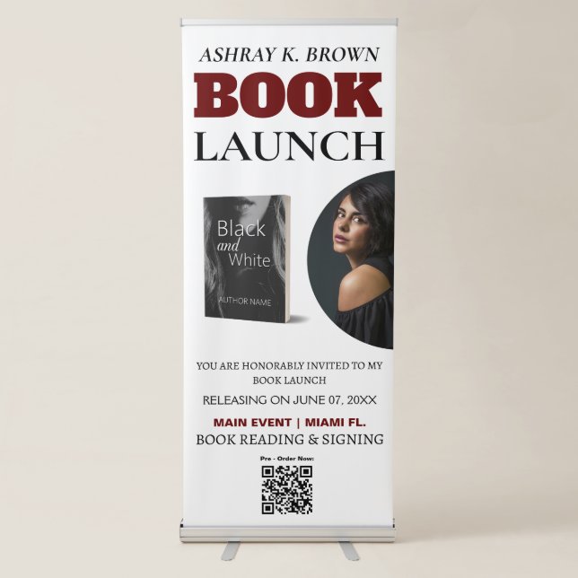 Custom Book Launch Vertical Retractable Banner (Front)