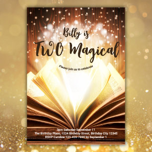 Custom Book Two Magical 2nd Birthday Invitation