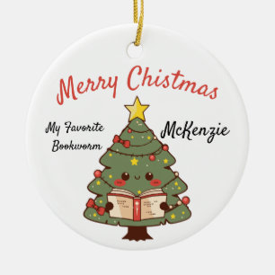 Custom Bookish Christmas Tree Ceramic Tree Decoration
