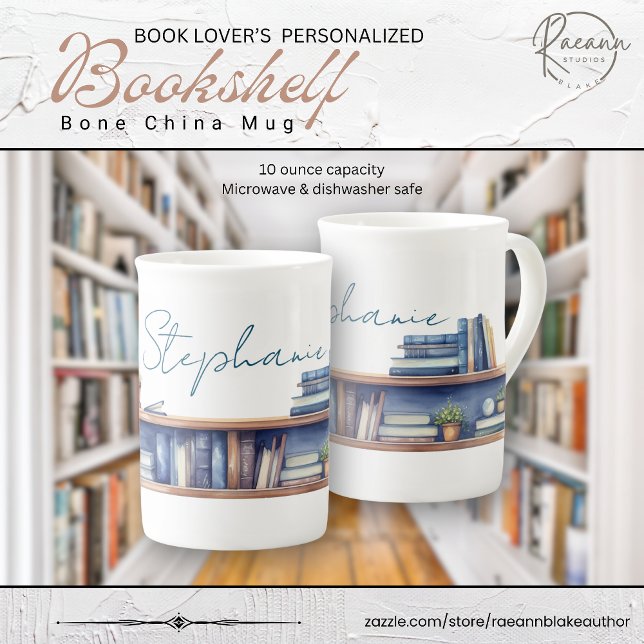 Custom Bookshelf Bone China Mug (Creator Uploaded)