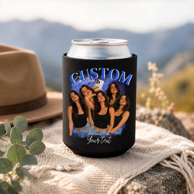 Custom Bootleg Rap Face Birthday Bachelorette Dog Can Cooler (Creator Uploaded)