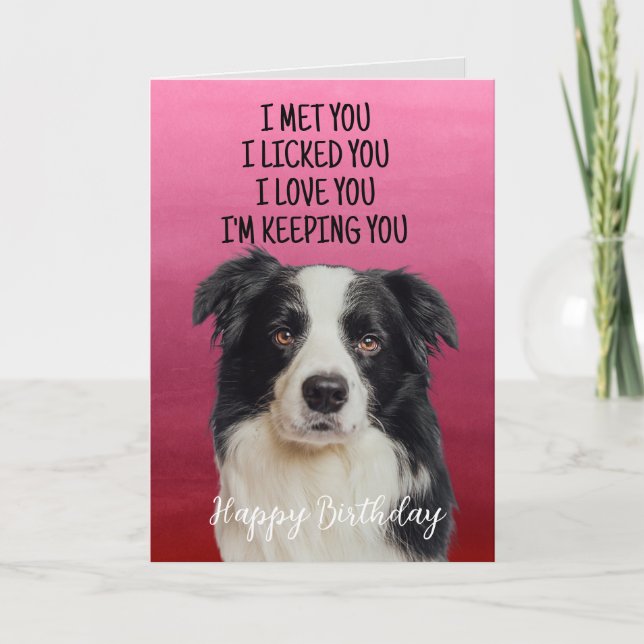 Custom Border Collie Birthday Card  (Front)