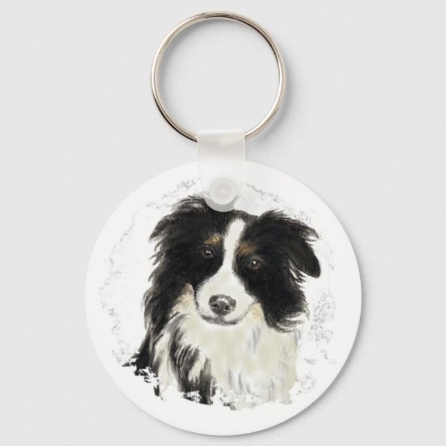 Custom Border Collie - Dog Collection Key Ring (Front)