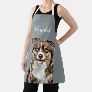 Custom Border Collie Dog Personalised Drawing Apron