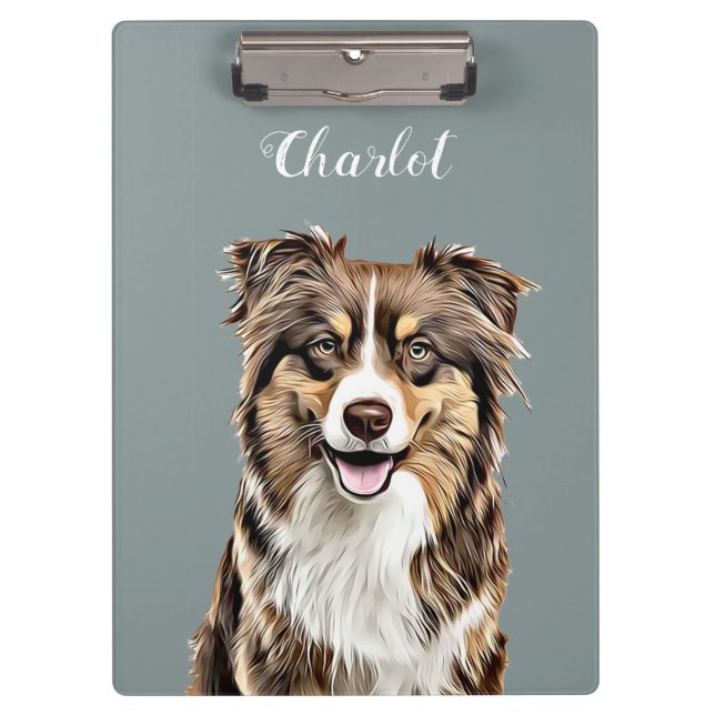 Custom Border Collie Dog Personalised Drawing Clipboard (Front)