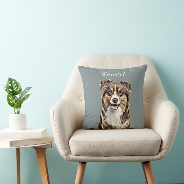 Custom Border Collie Dog Personalised Drawing Cushion (Chair)