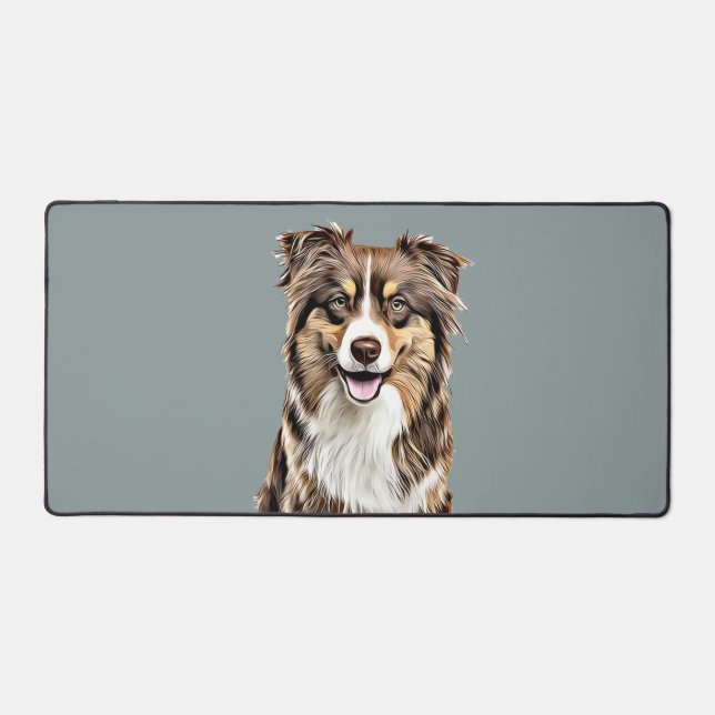 Custom Border Collie Dog Personalised Drawing Desk Mat (Front)