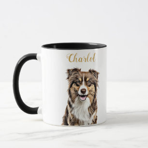 Custom Border Collie Dog Personalised Drawing Mug