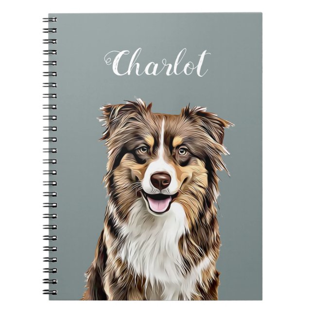 Custom Border Collie Dog Personalised Drawing Notebook (Front)