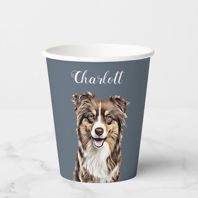 Custom Border Collie Dog Personalised Drawing Paper Cups (Front)