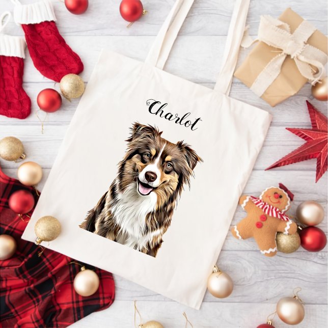Custom Border Collie Dog Personalised Drawing Tote Bag (Creator Uploaded)