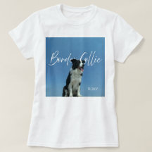 Custom Border Collie Photo Retro Blue Typography