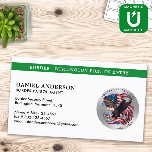 Custom Border Patrol Federal Military Police Logo Magnetic Business Card (Creator Uploaded)