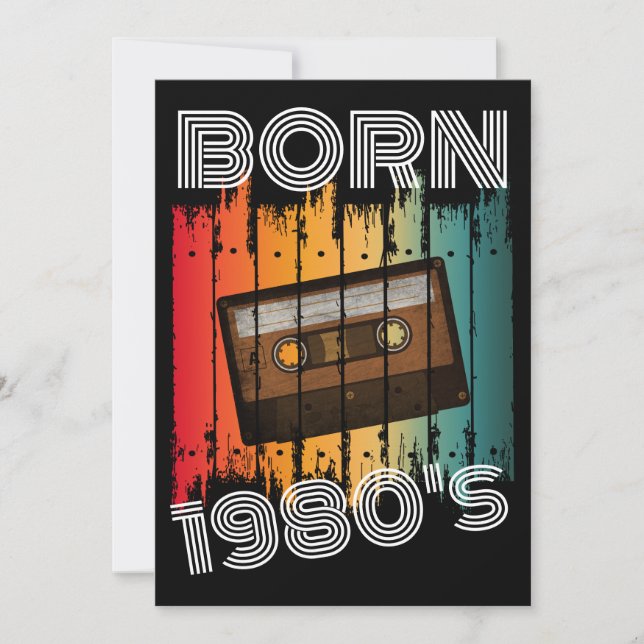 Custom Born 1980's Retro 80"s Cassette Tape Invitation (Front)