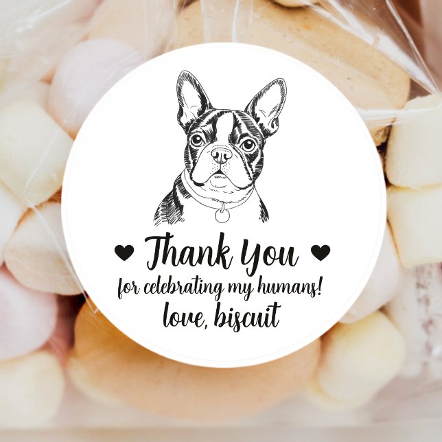 Custom Boston Terrier Dog Wedding Favour Stickers (Creator Uploaded)